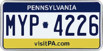 PA license plate MYP4226