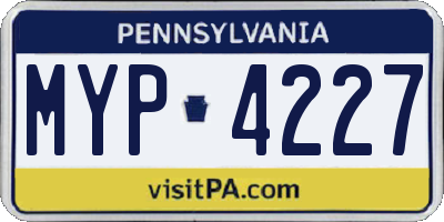 PA license plate MYP4227