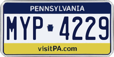 PA license plate MYP4229