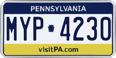 PA license plate MYP4230