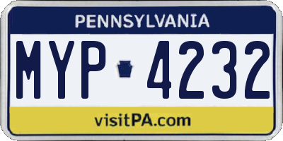 PA license plate MYP4232