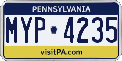 PA license plate MYP4235