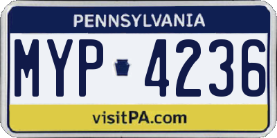 PA license plate MYP4236