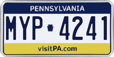 PA license plate MYP4241