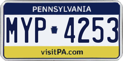 PA license plate MYP4253