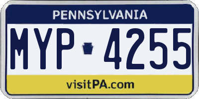 PA license plate MYP4255