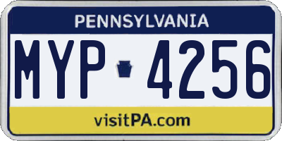 PA license plate MYP4256