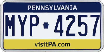 PA license plate MYP4257