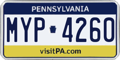 PA license plate MYP4260