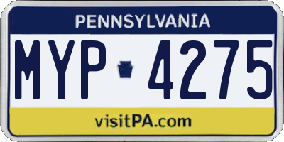 PA license plate MYP4275