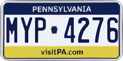 PA license plate MYP4276