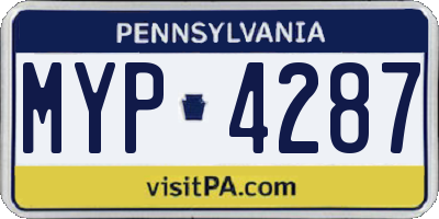 PA license plate MYP4287