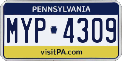 PA license plate MYP4309