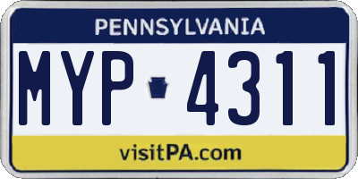 PA license plate MYP4311