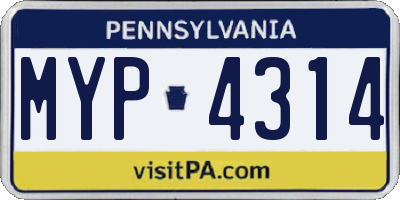 PA license plate MYP4314