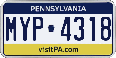 PA license plate MYP4318