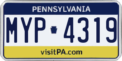 PA license plate MYP4319