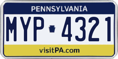 PA license plate MYP4321