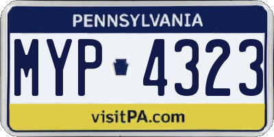 PA license plate MYP4323