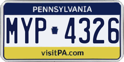 PA license plate MYP4326