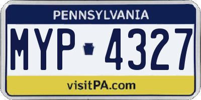 PA license plate MYP4327