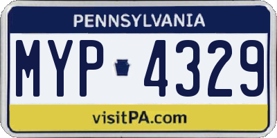 PA license plate MYP4329