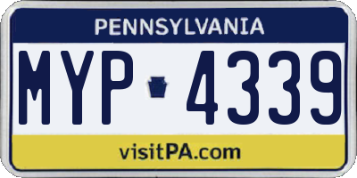 PA license plate MYP4339