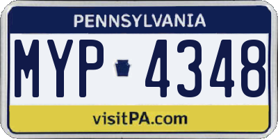 PA license plate MYP4348