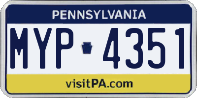 PA license plate MYP4351