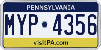 PA license plate MYP4356