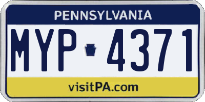 PA license plate MYP4371