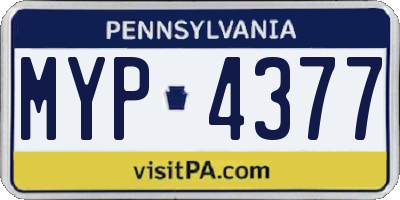 PA license plate MYP4377