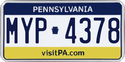 PA license plate MYP4378