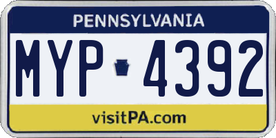 PA license plate MYP4392