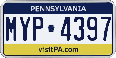 PA license plate MYP4397