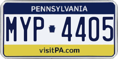 PA license plate MYP4405