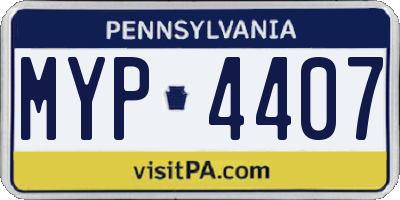 PA license plate MYP4407