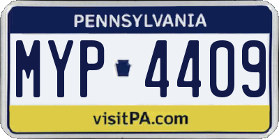 PA license plate MYP4409