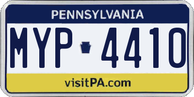 PA license plate MYP4410
