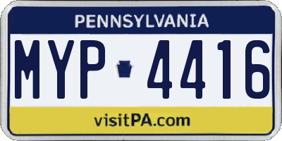PA license plate MYP4416