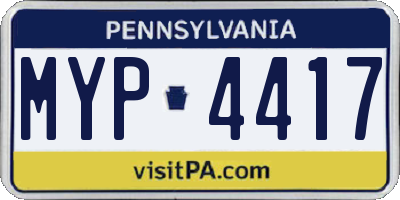 PA license plate MYP4417