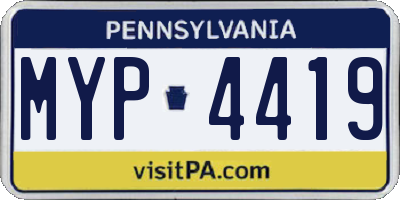 PA license plate MYP4419