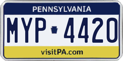 PA license plate MYP4420