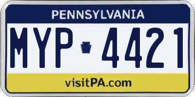 PA license plate MYP4421