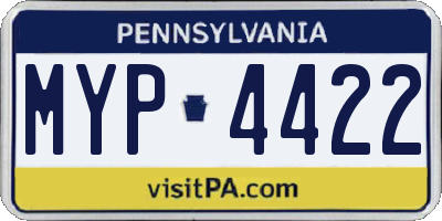 PA license plate MYP4422