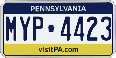 PA license plate MYP4423