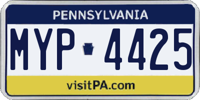 PA license plate MYP4425