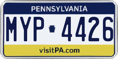 PA license plate MYP4426