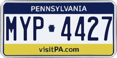 PA license plate MYP4427