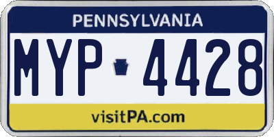 PA license plate MYP4428